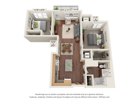 2 Bedroom - A Floor Plan at Legacy Commons at Signal Hills 55+ Apartments, West St. Paul, MN, 55118